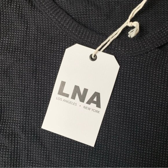 LNA Waffle Long Sleeve Desert Crew Top Cut out Long sleeve Black Size XS - Picture 12 of 14